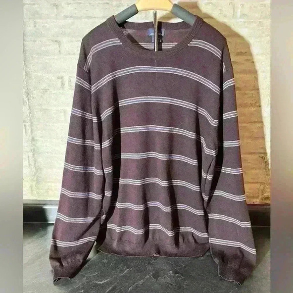 Brooks Brothers 346 Sweater XL Purple Blue Gold Striped Long Sleeve 100% Merino - Picture 1 of 8